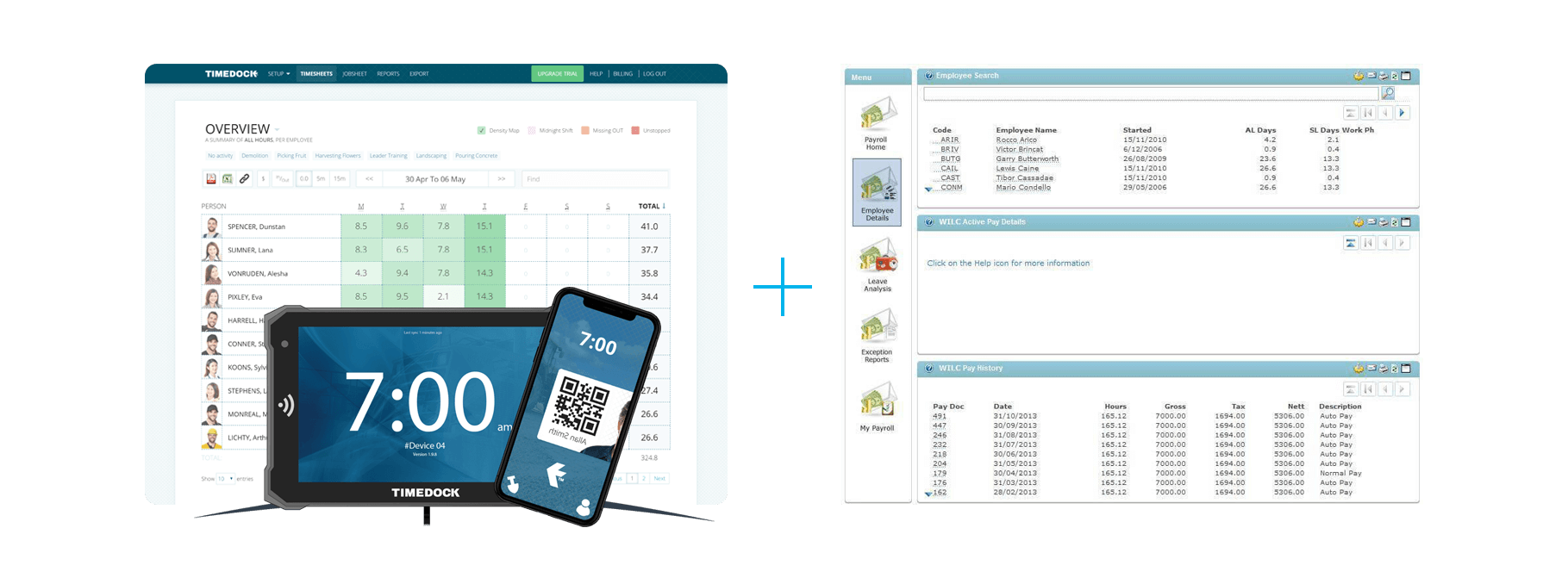 TimeDock + Attaché Payroll Screenshots