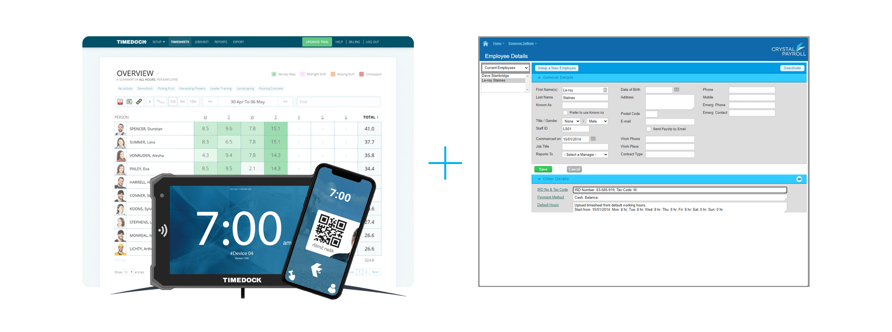 TimeDock + Crystal Payroll Screenshots