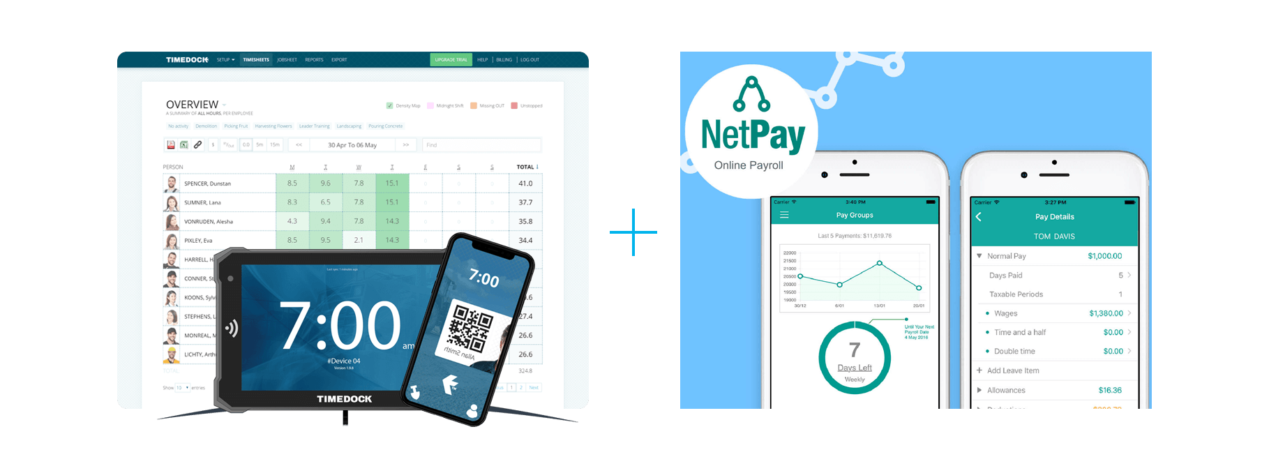 TimeDock + NetPay Screenshots