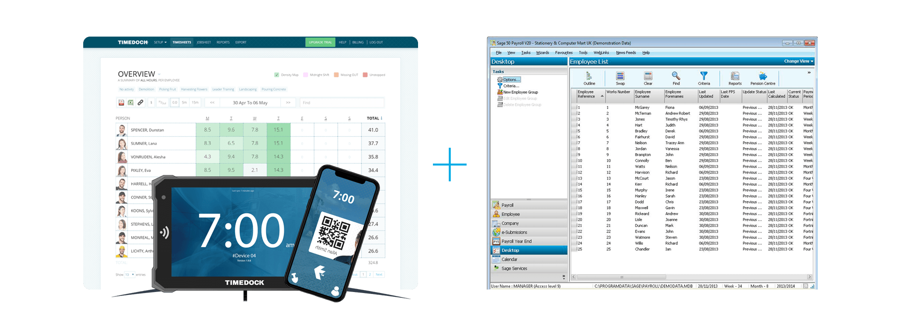 TimeDock + ADP Payforce Screenshots