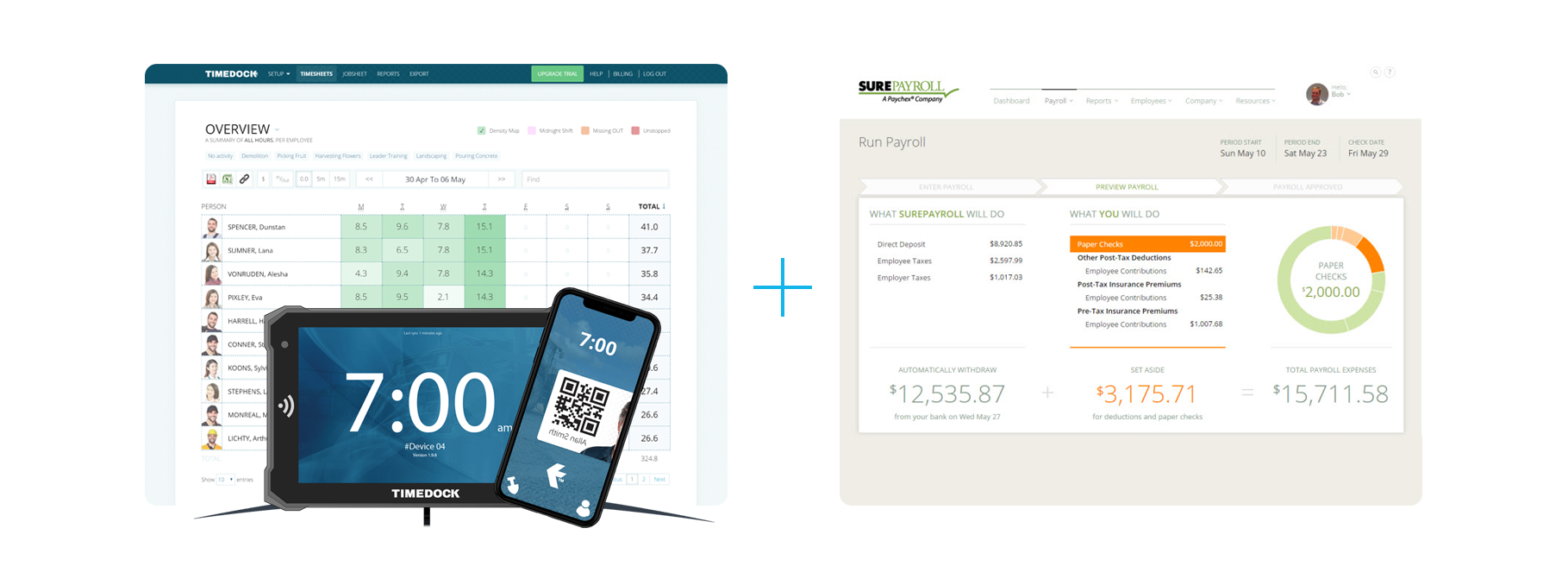 TimeDock + SurePayroll Screenshots