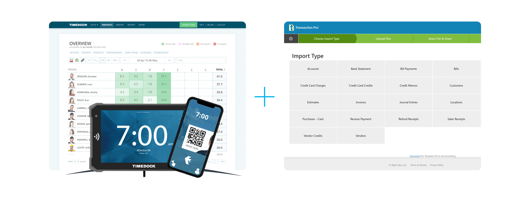 TimeDock + Transaction Pro Screenshots