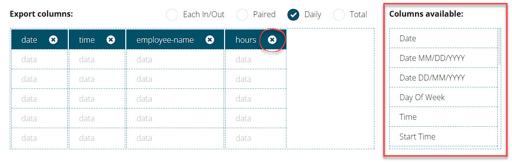 TimeDock CSV data template