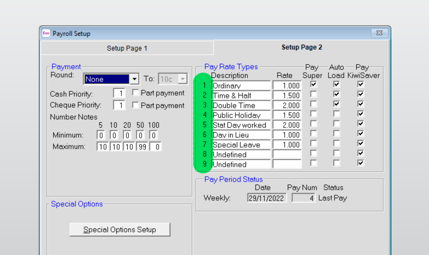 MYOB Exo Payroll Setup - Pay Rate Types