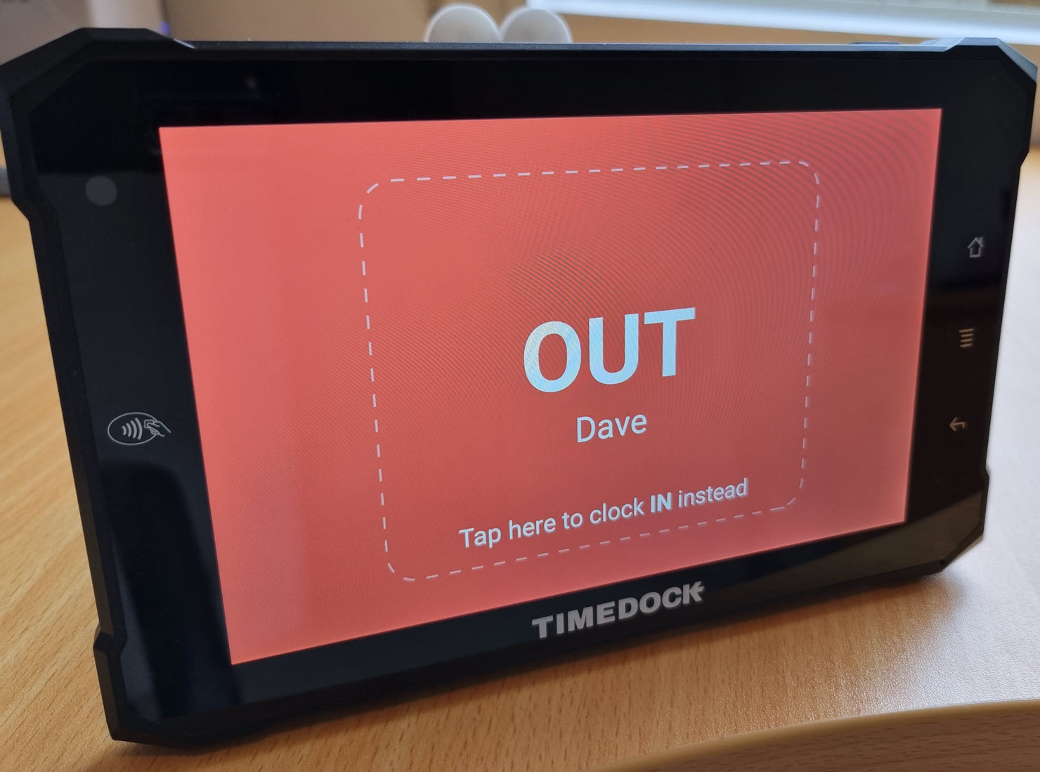 TimeTablet clock out screen